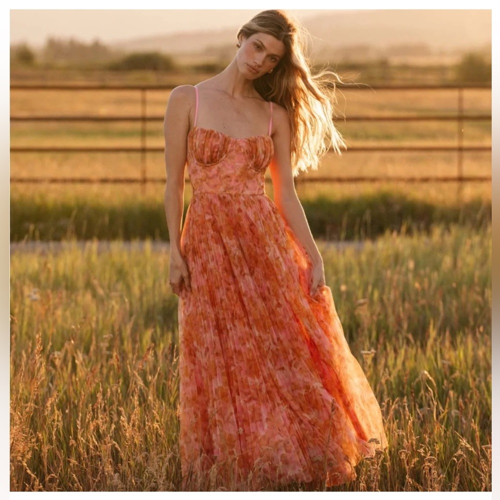 Hutch Sunset Orange Floral Maxi Dress